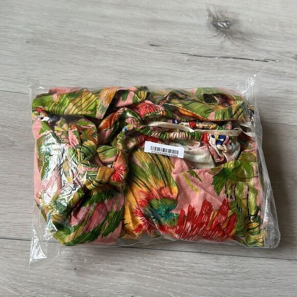 FARM Rio Macaw Leaves Cutout Waist Linen Blend Mini Dress Size S. NWT - Picture 5 of 6